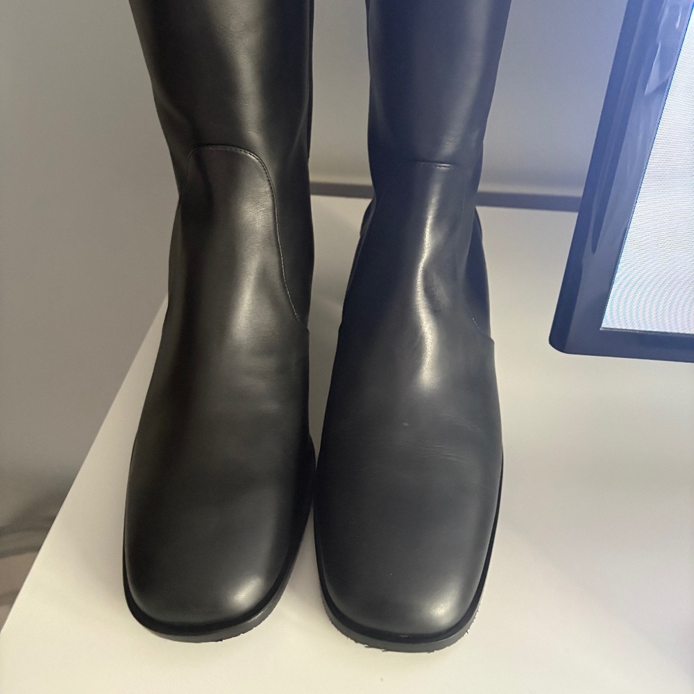 Stuart Weitzman Black Leather Boots - Size 12 - NEW IN BOX